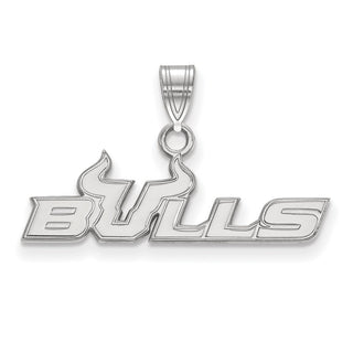 Sterling Silver Rhodium-plated LogoArt University of South Florida Bulls Small Pendant