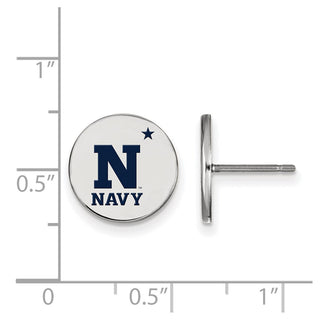 Sterling Silver Rhodium-plated LogoArt US Naval Academy Small Enameled Disc Post Earrings
