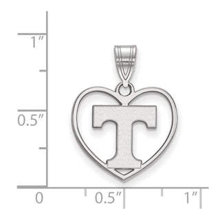 Sterling Silver Rhodium-plated LogoArt University of Tennessee Letter T Heart Pendant
