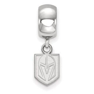 Sterling Silver Rhodium-plated NHL LogoArt NHL Vegas Golden Knights Extra Small Dangle Bead Charm