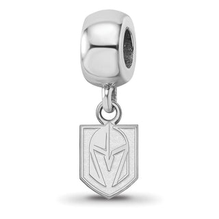 Sterling Silver Rhodium-plated NHL LogoArt NHL Vegas Golden Knights Extra Small Dangle Bead Charm