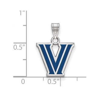 Sterling Silver Rhodium-plated LogoArt Villanova University Letter V Small Enameled Pendant