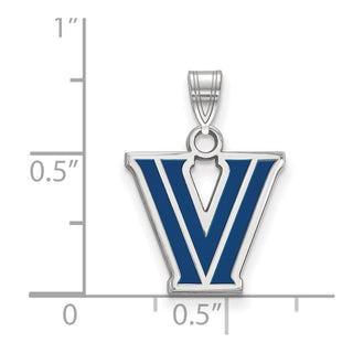 Sterling Silver Rhodium-plated LogoArt Villanova University Letter V Small Enameled Pendant