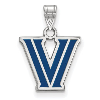 Sterling Silver Rhodium-plated LogoArt Villanova University Letter V Small Enameled Pendant