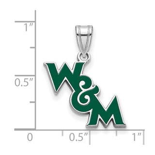Sterling Silver Rhodium-plated LogoArt College of William and Mary Medium Enameled Pendant