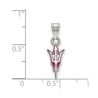 Sterling Silver Rhodium-plated LogoArt Arizona State University Pitchfork Small Enameled Pendant