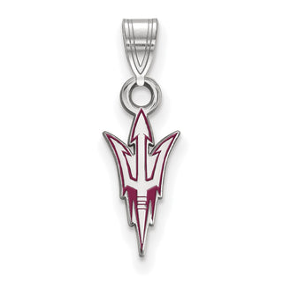 Sterling Silver Rhodium-plated LogoArt Arizona State University Pitchfork Small Enameled Pendant