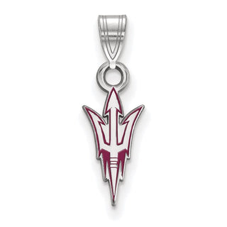 Sterling Silver Rhodium-plated LogoArt Arizona State University Pitchfork Small Enameled Pendant