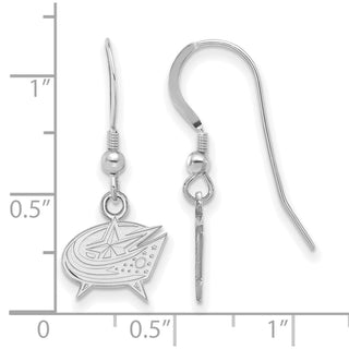 Sterling Silver Rhodium-plated NHL LogoArt Columbus Blue Jackets Extra Small Dangle Earrings