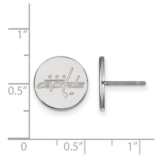 Sterling Silver Rhodium-plated NHL LogoArt Washington Capitals Small Disc Post Earrings