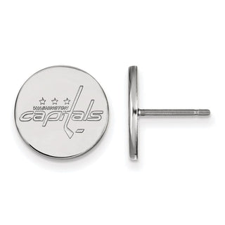Sterling Silver Rhodium-plated NHL LogoArt Washington Capitals Small Disc Post Earrings