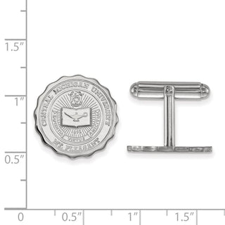 Sterling Silver Rhodium-plated LogoArt Central Michigan University Crest Cuff Links