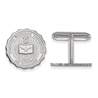 Sterling Silver Rhodium-plated LogoArt Central Michigan University Crest Cuff Links