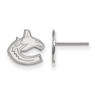 Sterling Silver Rhodium-plated NHL LogoArt Vancouver Canucks Extra Small Post Earrings