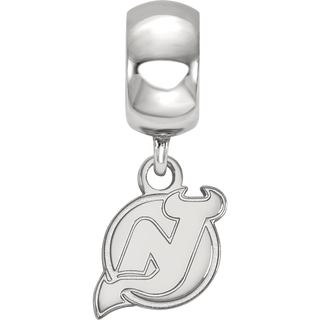 Sterling Silver Rhodium-plated NHL LogoArt New Jersey Devils Extra Small Dangle Bead Charm
