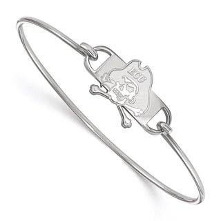 Sterling Silver Rhodium-plated LogoArt East Carolina University Pirate Small Center 7 inch Wire Bangle Bracelet