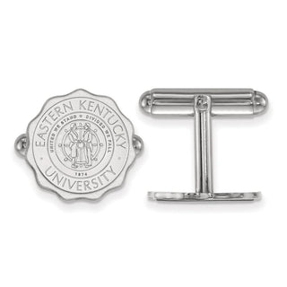 Sterling Silver Rhodium-plated LogoArt Eastern Kentucky University Crest Cuff Links
