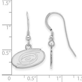 Sterling Silver Rhodium-plated NHL LogoArt Carolina Hurricanes Extra Small Dangle Earrings