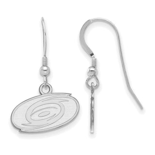 Sterling Silver Rhodium-plated NHL LogoArt Carolina Hurricanes Extra Small Dangle Earrings