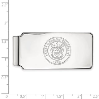 Sterling Silver Rhodium-plated LogoArt James Madison University Crest Money Clip
