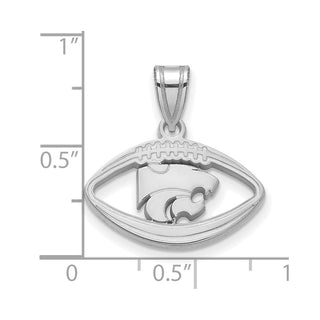 Sterling Silver Rhodium-plated LogoArt Kansas State University Wildcat Football Pendant