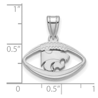 Sterling Silver Rhodium-plated LogoArt Kansas State University Wildcat Football Pendant