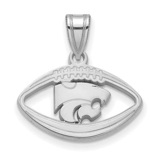 Sterling Silver Rhodium-plated LogoArt Kansas State University Wildcat Football Pendant