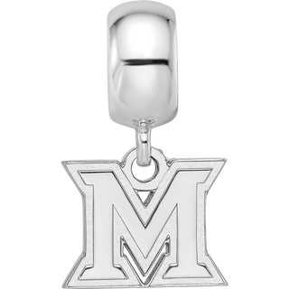 Sterling Silver Rhodium-plated LogoArt Miami University Ohio Letter M Extra Small Dangle Bead Charm