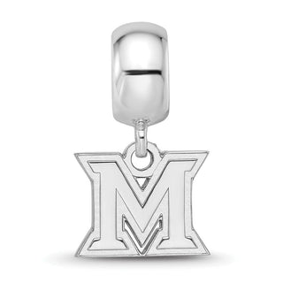 Sterling Silver Rhodium-plated LogoArt Miami University Ohio Letter M Extra Small Dangle Bead Charm