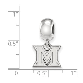 Sterling Silver Rhodium-plated LogoArt Miami University Ohio Letter M Extra Small Dangle Bead Charm