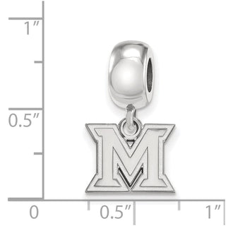 Sterling Silver Rhodium-plated LogoArt Miami University Ohio Letter M Extra Small Dangle Bead Charm