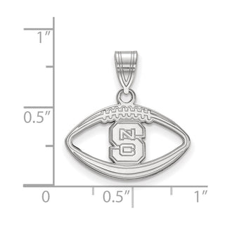 Sterling Silver Rhodium-plated LogoArt North Carolina State University N-C-S Football Pendant