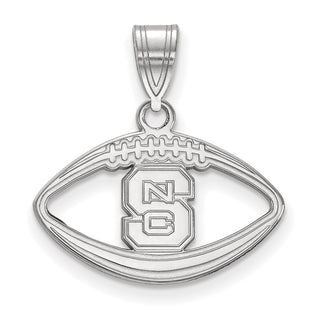 Sterling Silver Rhodium-plated LogoArt North Carolina State University N-C-S Football Pendant