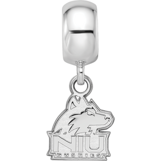 Sterling Silver Rhodium-plated LogoArt Northern Illinois University N-I-U Huskies Extra Small Dangle Bead Charm