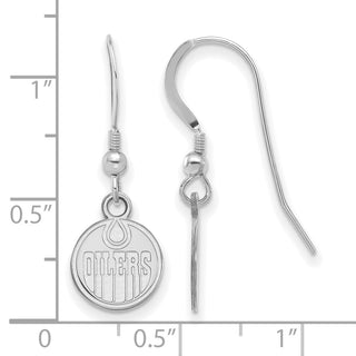 Sterling Silver Rhodium-plated NHL LogoArt Edmonton Oilers Extra Small Dangle Wire Earrings
