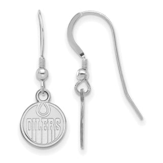 Sterling Silver Rhodium-plated NHL LogoArt Edmonton Oilers Extra Small Dangle Wire Earrings