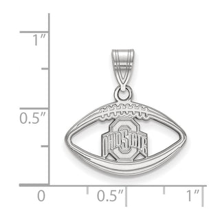 Sterling Silver Rhodium-plated LogoArt The Ohio State University Football Pendant
