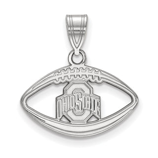 Sterling Silver Rhodium-plated LogoArt The Ohio State University Football Pendant