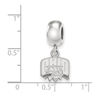 Sterling Silver Rhodium-plated LogoArt Ohio University Extra Small Dangle Bead Charm
