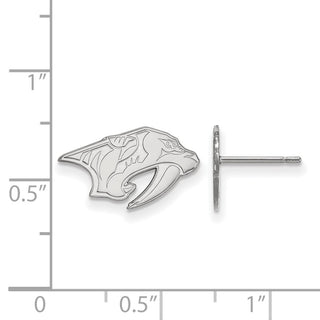 Sterling Silver Rhodium-plated NHL LogoArt Nashville Predators Extra Small Post Earrings