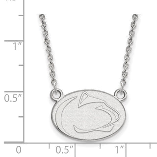 Sterling Silver Rhodium-plated LogoArt Penn State University Lion Small Pendant 18 inch Necklace