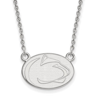 Sterling Silver Rhodium-plated LogoArt Penn State University Lion Small Pendant 18 inch Necklace
