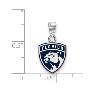 Sterling Silver Rhodium-plated NHL LogoArt Florida Panthers Small Enameled Pendant