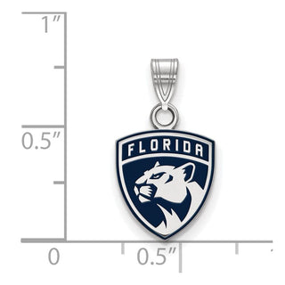 Sterling Silver Rhodium-plated NHL LogoArt Florida Panthers Small Enameled Pendant