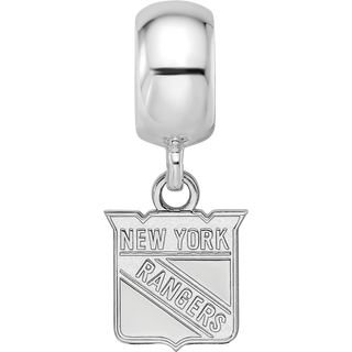 Sterling Silver Rhodium-plated NHL LogoArt New York Rangers Extra Small Dangle Bead Charm