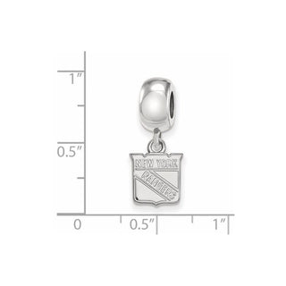 Sterling Silver Rhodium-plated NHL LogoArt New York Rangers Extra Small Dangle Bead Charm