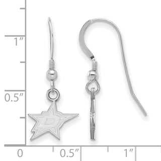 Sterling Silver Rhodium-plated NHL LogoArt Dallas Stars Extra Small Wire Dangle Earrings