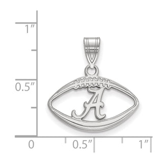 Sterling Silver Rhodium-plated LogoArt University of Alabama Letter A in Football Pendant