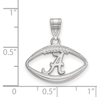 Sterling Silver Rhodium-plated LogoArt University of Alabama Letter A in Football Pendant