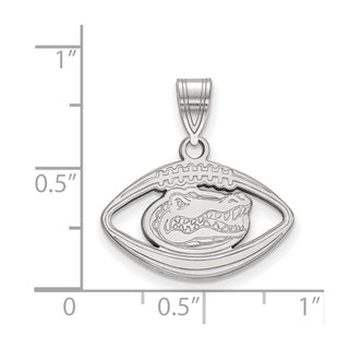 Sterling Silver Rhodium-plated LogoArt University of Florida Gator Football Pendant